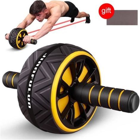 Roue Abdominale,Ab Roller Wheel,Roulette Abdominaux Exercice ,Roue de Fitness pour Musculation Sport Maison Materiel,Jaune (1/4)