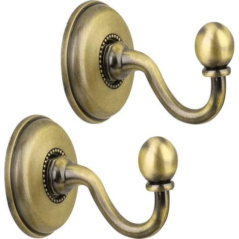 2Pcs Crochets Ronds Vintage en Alliage, Crochets Embrasse à Rideau, Crochet Mural Embrasses à Rideaux avec 4 Vis pour Suspendre Les Rideaux, Chapeau, Veste(Bronze) (1/5)