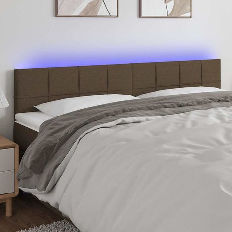 Tête de lit LED en tissu taupe, réglable, 2 bandes LED, 160 x 5 x 78/88 cm - PANGIVO (1/5)