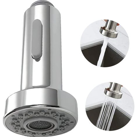 Tête De Robinet - 1 Pièce - Plastique ABS - Double Mode Jet - Cuisine Salle De Bain - 9,8x5,2cm Argent (1/5)