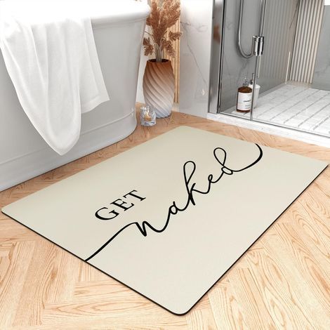 Alfombrilla de baño Get Naked súper absorbente de secado rápido, antideslizante, con base de goma, ultrafina, para baño, 43,2 x 61 cm, beige. (1/5)