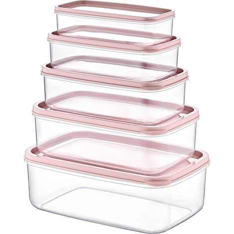 Lot de 5 récipients alimentaires hermétiques de forme rectangulaire 7house (1/4)