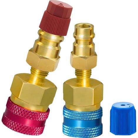 Pièces Adaptateurs de Coupleurs Rapides R1234YF, Adaptateurs R1234yf vers R134a Côté Haut/Bas Adaptateur Kit de pour R1234YF Recharge d'évacuation du Système de Réfrigérant A/C (1/5)