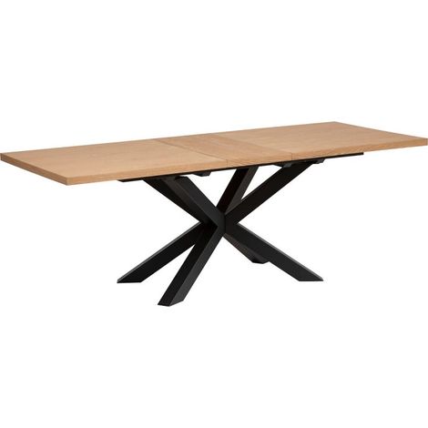Atmosphera – Table à manger extensible 180-220cm en métal et bois – Piétement en fer noir – Pour 8 personnes – Montage facile - L180-220cm