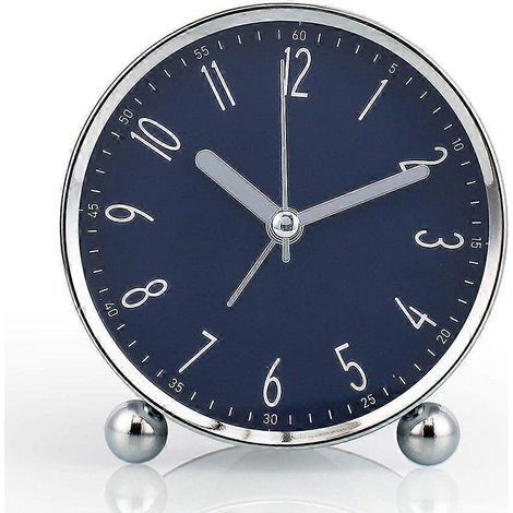 Alarm clock without ticking Analog alarm clock 4 inch Quartz Silent alarm clock Simple round metal alarm clock Stylish alarm clock (1/4)