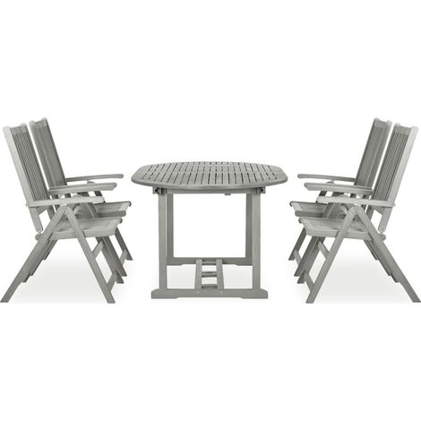 Maison Exclusive - Set da pranzo da giardino 5 pz (150-200)x100 cm in legno massello di acacia grigio