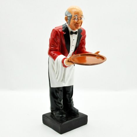 Old Man Waiter with Tray Ornament - Resin - L30 x W40 x H90 cm
