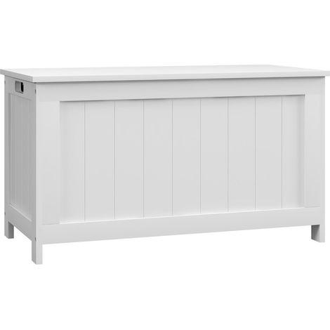 Coffre Rangement Blanc avec Poignée & Couvercle 81x40x46 cm - Malle pour Salon & Chambre - Organisation (1/5)
