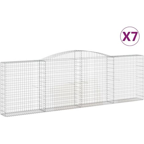Paniers à gabions arqués 7 pcs  Mur en gabion 400x30x120/140 cm Fer galvanisé