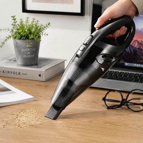 Aspirateur sans fil voiture et maison 120W puissant, humide et sec, avec accessoires pour nettoyage complet, noir (1/4)
