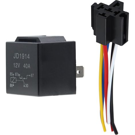 Relais 12V 5 Broches Voiture SPDT Relay 40A Relais Auto avec Faisceau de Câble Coloré pour Moto Camion Bateau (1/5)