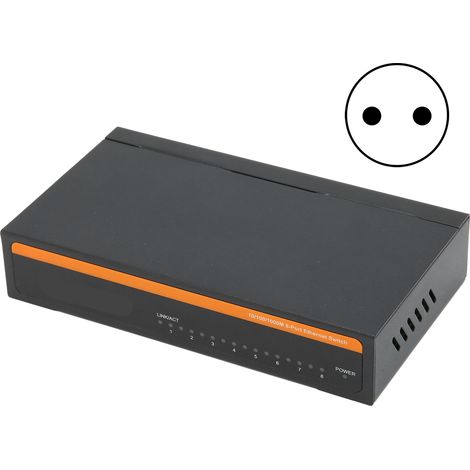 8-Port Gigabit-Ethernet-Switch TBCS5008E aus Aluminiumlegierung, Plug & Play, 100–240 V (EU-Stecker) für stabiles Netzwerk (1/5)