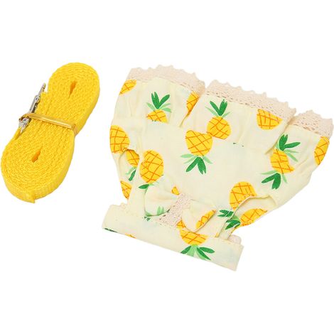 Ensemble laisse et harnais pour petits animaux de compagnie, motif mignon, toutes saisons, doux et réglable, pour hamsters, furets, cochons d'Inde, jaune Ananas, taille M (1/5)