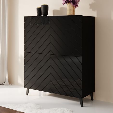 Meuble de rangement design noir 100 cm Yaka (1/4)
