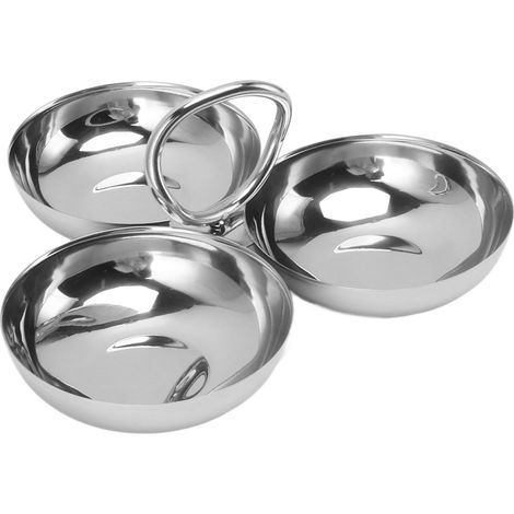 Assiette à apéritif en acier inoxydable 304, durable et facile à nettoyer, 3 en 1, idéale pour les fruits secs et les bonbons, type 2 (1/5)