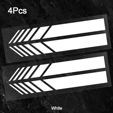 Autocollants réfléchissants JDM (blancs) pour voiture - Bandes classiques en vinyle, auto-adhésifs, faciles à installer - Compatibles avec toutes les carrosseries - Imperméables, lot de 4 (1/4)