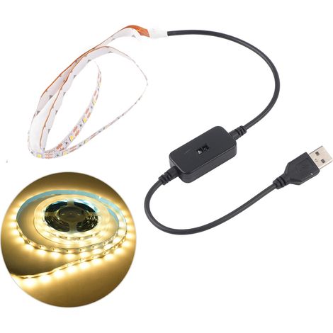 Bande LED d'armoire 5V USB à détecteur de mouvement, lumière chaude pour placards, couloirs, 0.5 mètre
