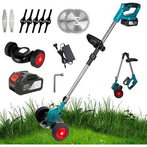 Tondeuse à gazon électrique sans fil 1500 W – 12 000 tr/min, débroussailleuse et coupe-herbe pour pelouse, jardin et cour