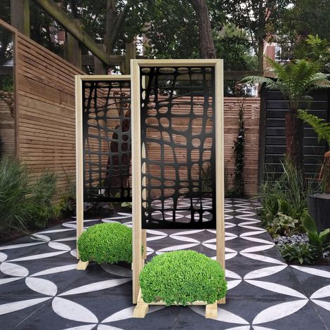 ABSTRACT - Paravent modulable - 70x190 cm - en bois et PVC - Couleur : noir