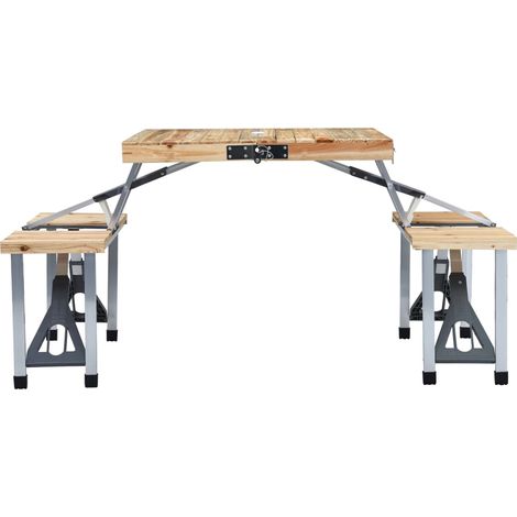 Camping Klapptisch mit 4 Sitzplätzen aus Stahl und Aluminium