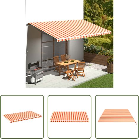 Parasol de jardin - Tissu de remplacement pour auvent Jaune et orange 6x3,5 m (1/5)