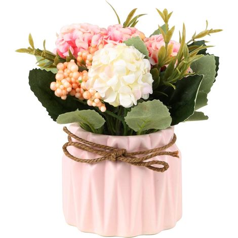 Hydrangea Artificielle - En Pot Céramique Mini - 14.5 x 8.8 cm - Fleur Séchée et Soie - Décoration Intérieure - 1 Pièce (1/5)