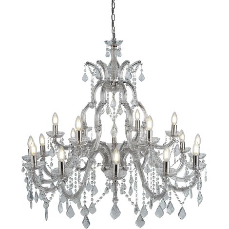 Searchlight Marie Therese - Lampadario in cristallo a 18 luci con finitura cromata, attacco E14 (1/5)