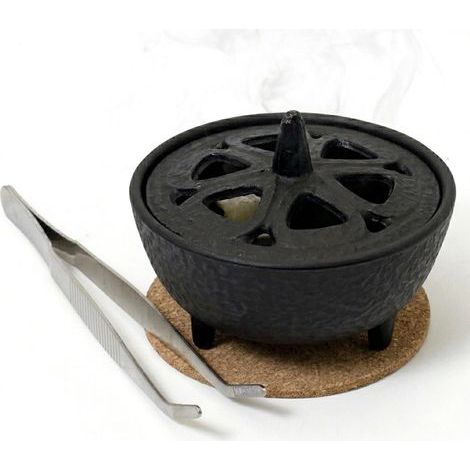 Porte-encens en Fonte avec Couvercle Forme Fleur Lotus, Support Polyvalent pour Tout bâton d'encens, cône, résines, décoration Zen Japonaise Traditionnelle, aromathérapie et Pleine Conscience (1/5)