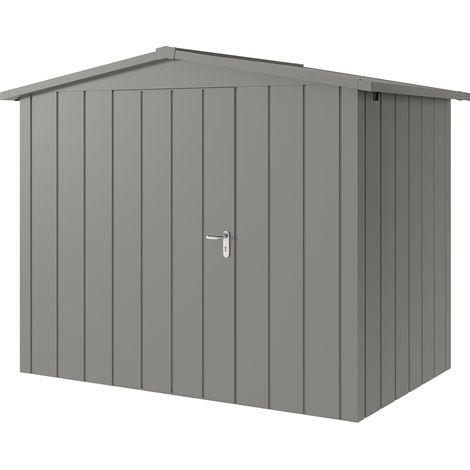 Hörmann Metall-Gerätehaus "Juno" mit Satteldach, JSD8 - Modern, 262 x 166 cm (B x T), graualuminium, 1-flüglige Tür, Anschlag links (1/5)