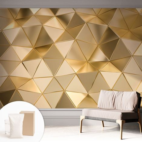 Tapete Vliestapete mit Kleber - trendige Wanddeko - elegant Fototapete für Wohnzimmer - Schlafzimmer Dreieckige Muster 312x219 cm (1/5)