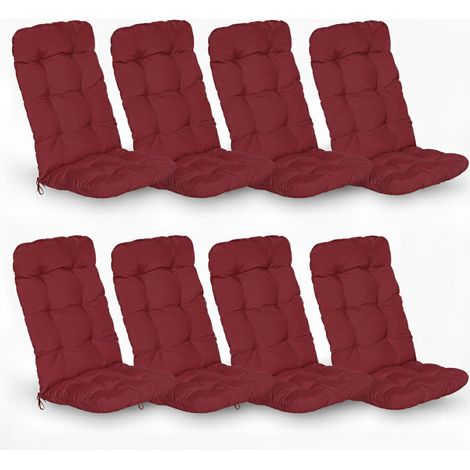 8er Set Hochlehner Auflagen Flair HL, 120x50x8cm, Rot