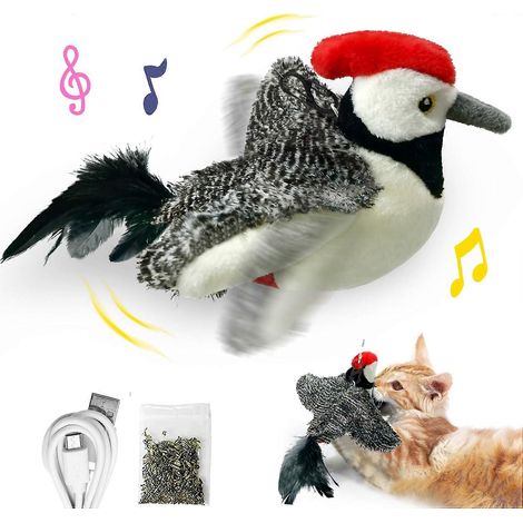 Jouet interactif à déclenchement tactile pour chat‑chien, oiseau volant avec herbe à chat pour chatons (1/5)