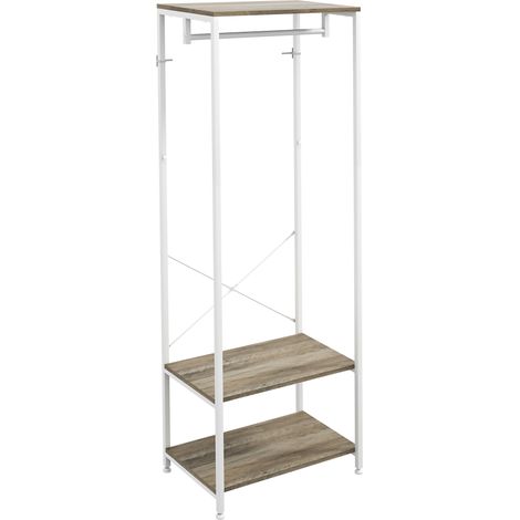 HOMCOM Coat Rack, 2-in-1 Clothes Stand with Shoe Storage, 168cm Free Standing Hall Tree with Hanging Rail and 2 Storage Shelves for Hallway, Entryway, Bedroom Grey (1/5)