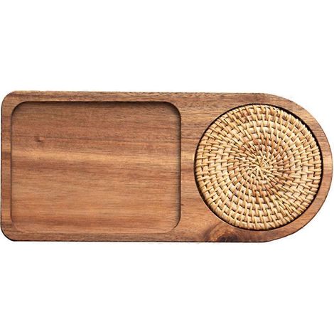 Café plateau bois assiette petit déjeuner plateau pour service alimentaire hospitality coffeeware teaware décor table (1/5)