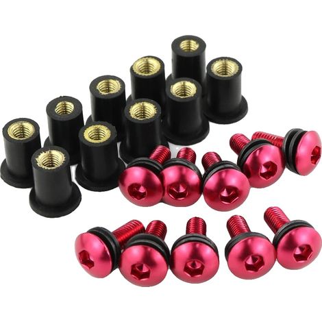 Tornillo para motocicleta, aluminio anodizado, compatibilidad universal, rojo (1/2)