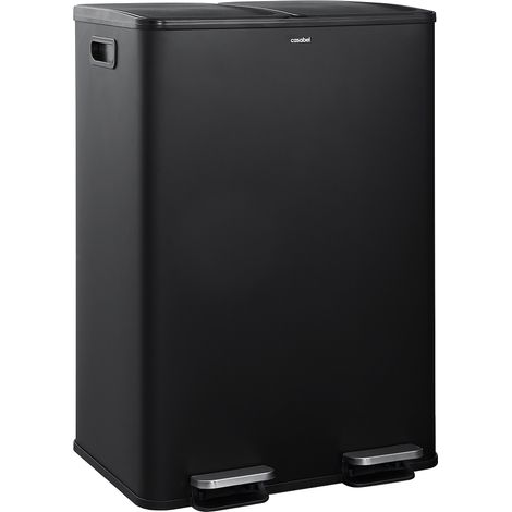 CASABEL Poubelle 60L, Double Compartiment, Couvercles Silencieux,