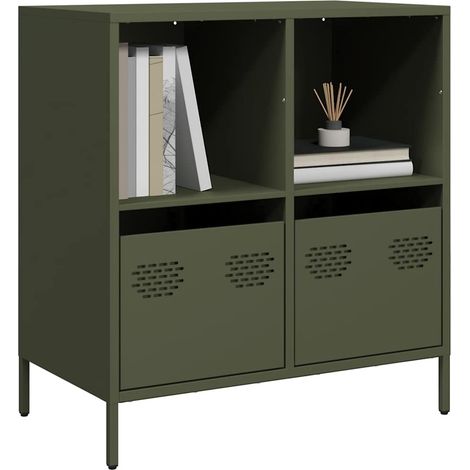 Sideboard Olivgrün 68x39x73,5 cm Kaltgewalzter Stahl