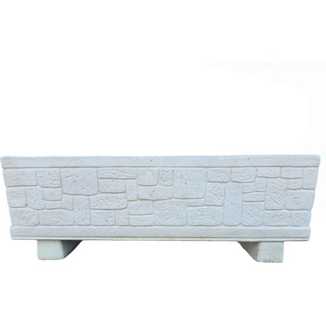 Fioriera giardino cemento effetto pietra l.101xp.30xh.34 cm serie valle d'itria (1/5)