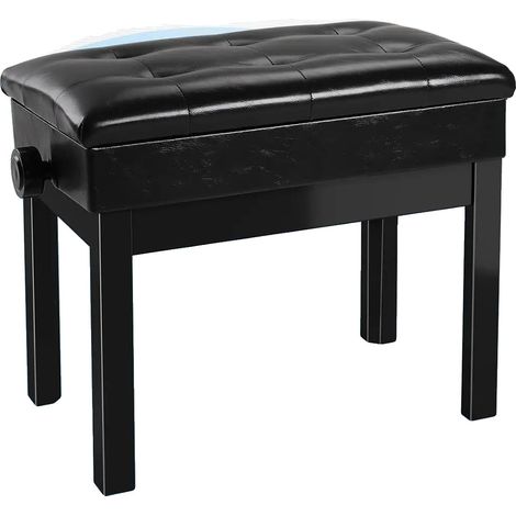 Taburete de piano, altura regulable, compartimento de almacenamiento, individual 57x33x49-59cm (1/2)