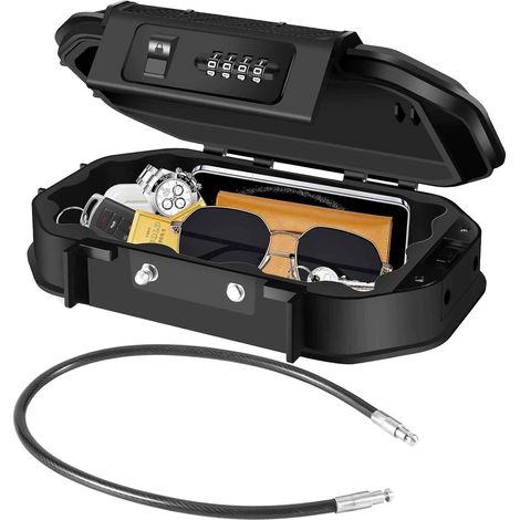 Boîte de verrouillage étanche, boîtes de sécurité portables à combinaison à 4 chiffres avec câble amovible, petite boîte de sécurité antivol, étui à argent liquide à code réinitialisable, cache-clés (1/5)
