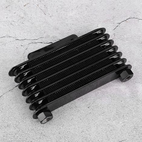 Refroidisseur d'huile universel pour moteur de moto, compatible avec les radiateurs de motos tout-terrain 125-250 cm³, 7 couches, noir (accessoires inclus). (1/5)