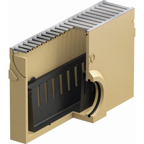 ACO Einlaufkasten aus Polymerbeton mit Schlammeimer und Stegrost 50 x 30 cm