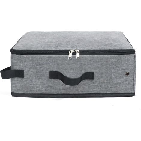 Boîte à litière de voyage portable, bac à litière pliable avec couvercle et poignée, litière pliable légère standard, adaptée au voyage pour chats (gris) (1/5)