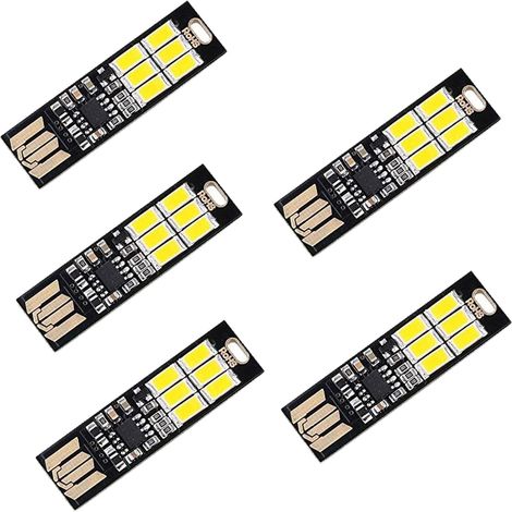 5 lumières LED USB pour Les claviers d'ordinateur Portable, Super Lumineuse avec 6 LED et Une Touche variateur pour Ajuster la lumière(5500K)