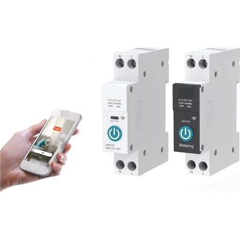 Moniteur d'énergie domestique intelligent Disjoncteur intelligent TUYA WIFI avec mesure 1P 63A Rail DIN for commutateur de télécommande sans fil Smart Home for App Moniteur d'électricité en temps réel (1/5)