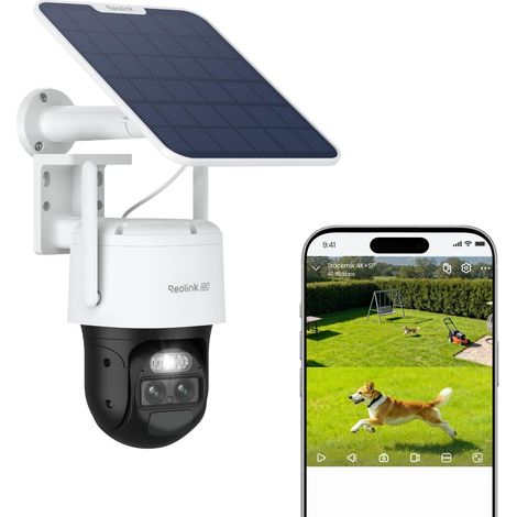 4K PTZ Camera Solaire Exterieur WiFi sans Fil, Suivi & Zoom 8X Auto, Deux Objectif, Autonomie de 180j, Projecteurs Audio Bidirectionnel, 4K+Panneau Solaire (1/5)