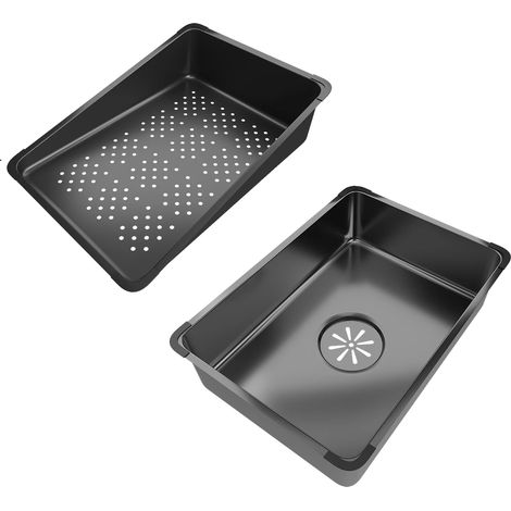 Küchenspüle, Einzelbecken, intelligentes digitales Display, Standard-Set (Nano Schwarz) (1/2)