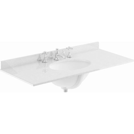 Bayswater White Marble Top Furniture Basin 1000mm Wide 3 Tap Hole (1/2)