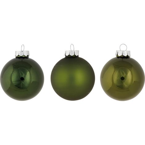 Lot de 12 Boule Noel en Verre, Shiny Matt Opal Vert,D8 Cm (1/2)