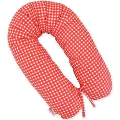 Almohada de embarazo más larga para que las embarazadas duerman + funda de almohada extraíble - patrón de cuadros rojos (1/5)